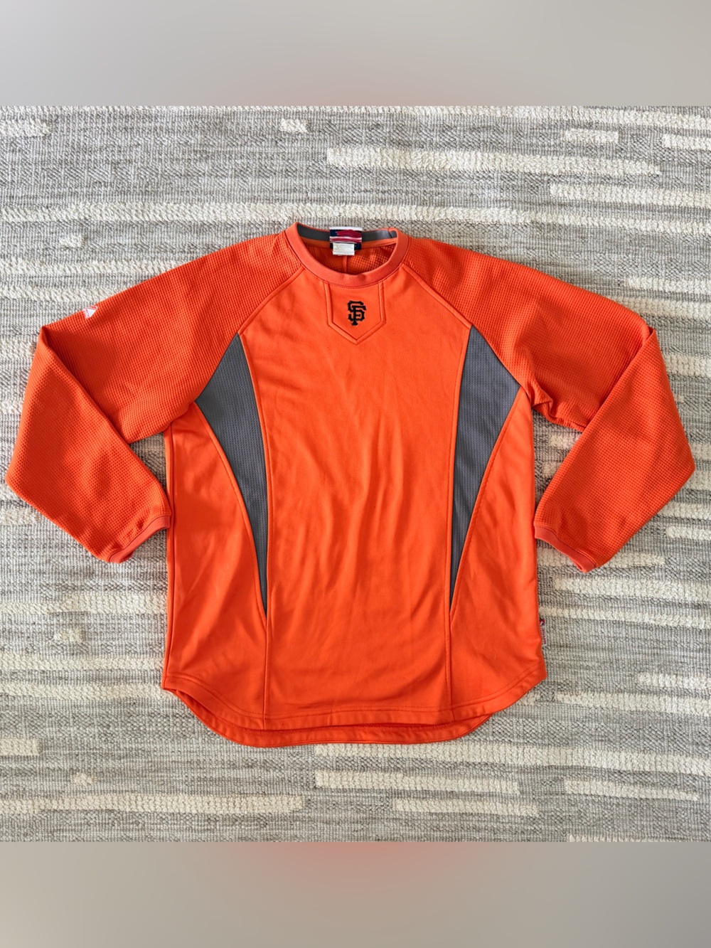 Majestic San Francisco Giants Orange ThermaBase Crewneck Fleece Pullover Men's M